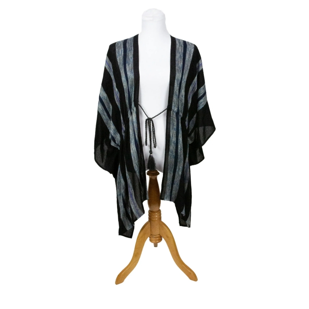Time and Tru Womens One Size Striped Yarn Dye Layering Black Multi NWT